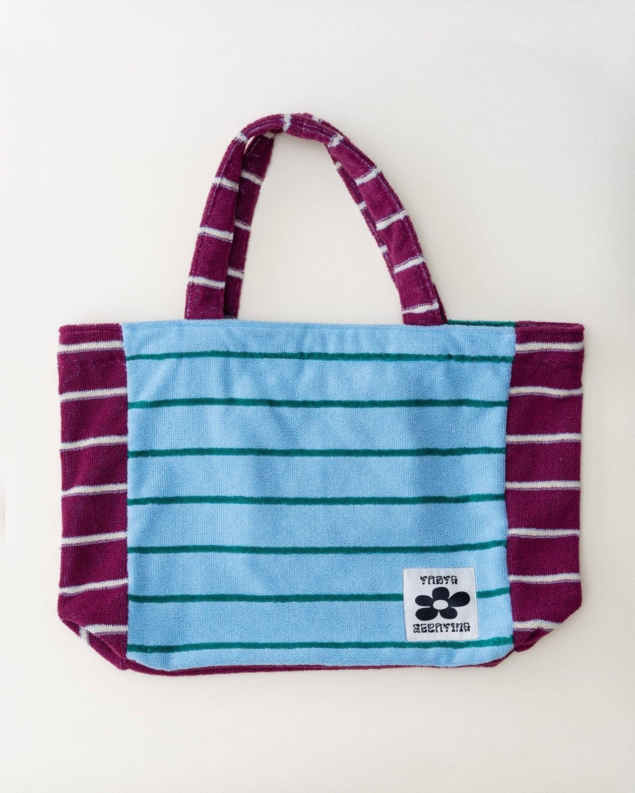 Tarta Gelatina - Handtuchtasche mit Streifen • Plum / Light Blue - ROSA ECK