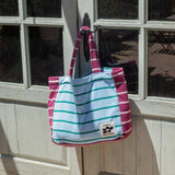 Tarta Gelatina - Handtuchtasche mit Streifen • Plum / Light Blue - ROSA ECK