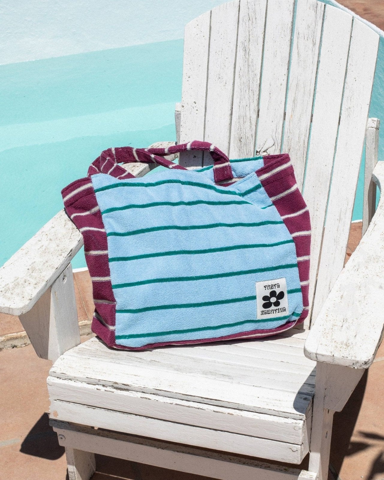Tarta Gelatina - Handtuchtasche mit Streifen • Plum / Light Blue - ROSA ECK