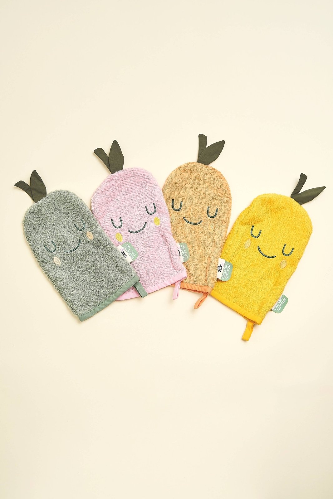 the cotton cloud - Babywaschlappen 2er - Set aus Baumwollfrottee Mandarine - Waschlapppen - ROSA ECK
