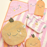 the cotton cloud - Babywaschlappen 2er - Set aus Baumwollfrottee Mandarine - Waschlapppen - ROSA ECK