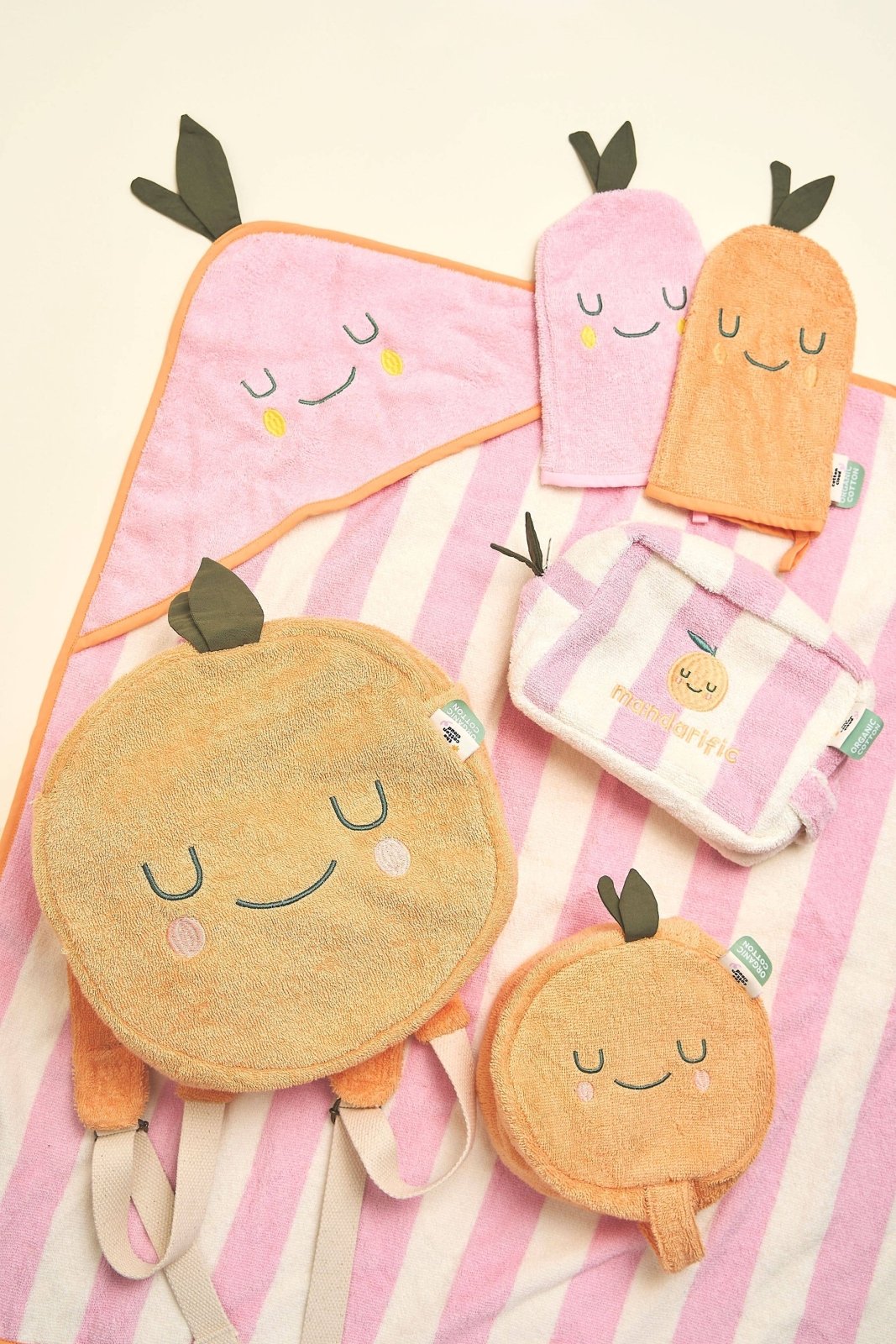 the cotton cloud - Babywaschlappen 2er - Set aus Baumwollfrottee Mandarine - Waschlapppen - ROSA ECK
