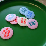 tinyday - TOO COOL FOR SCHOOL Button • Blau/Grün - ROSA ECK
