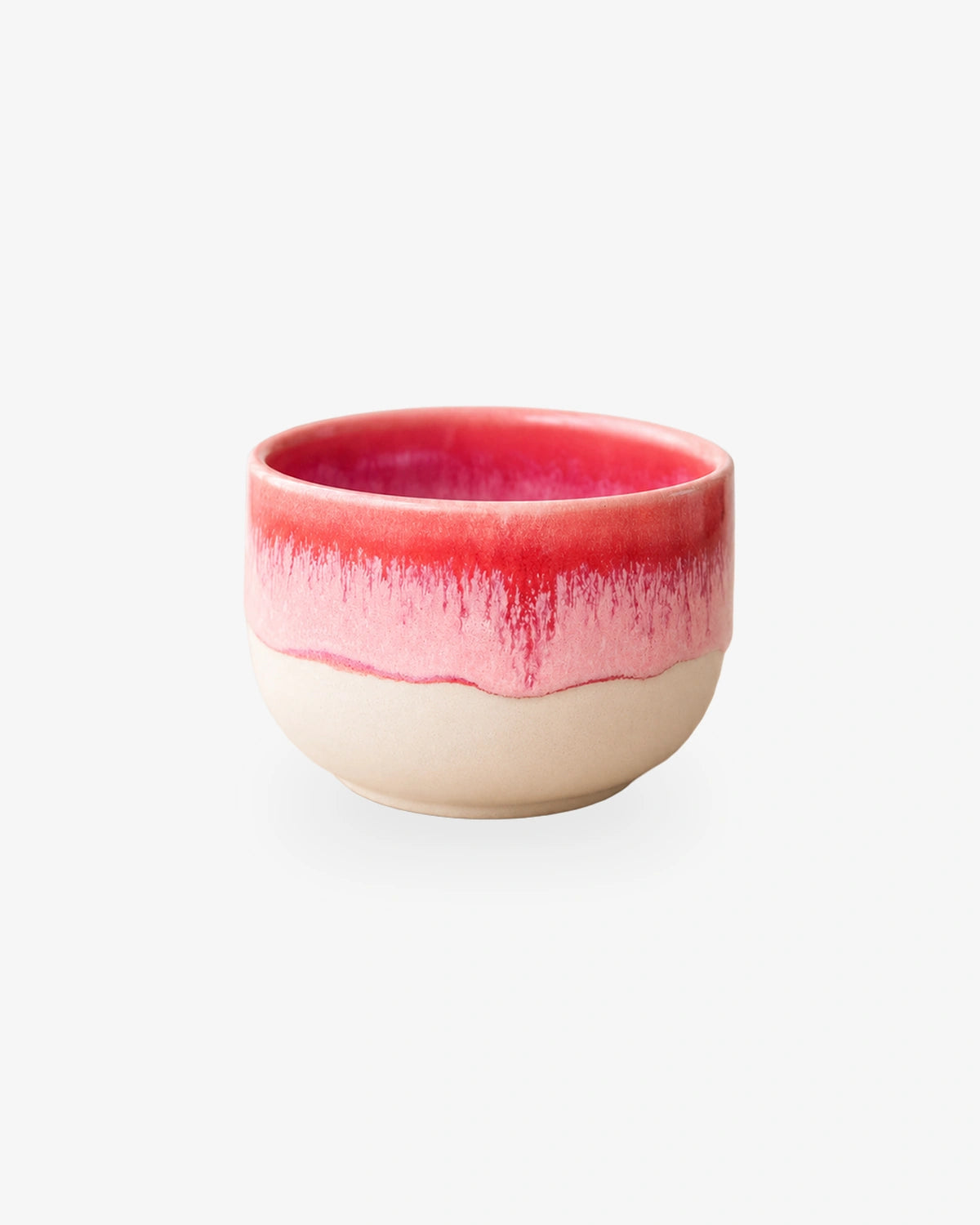 Kleiner Keramikbecher in Beige mit Rosa und Pink, ohne Henkel