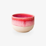 Kleiner Keramikbecher in Beige mit Rosa und Pink, ohne Henkel
