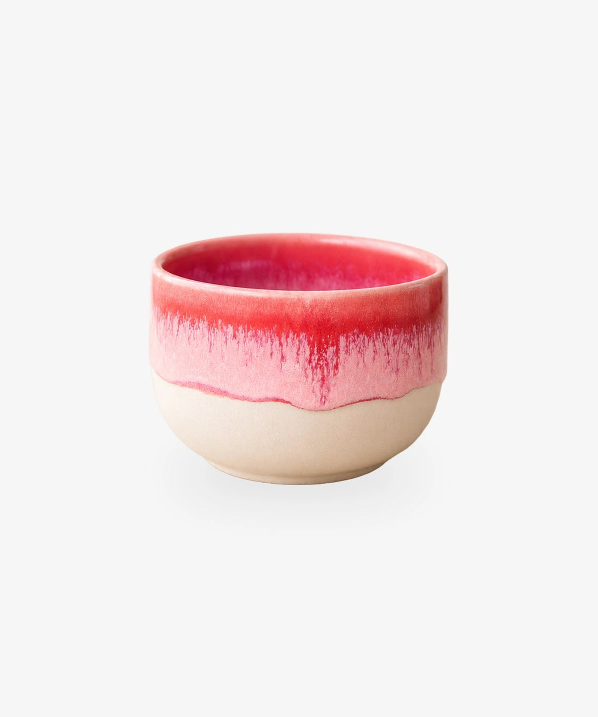 Kleiner Keramikbecher in Beige mit Rosa und Pink, ohne Henkel