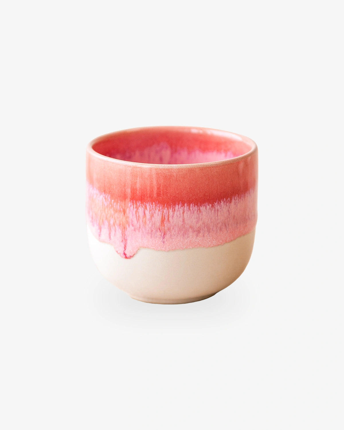 Großer Keramikbecher in Beige mit Rosa und Pink, ohne Henkel