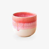 Großer Keramikbecher in Beige mit Rosa und Pink, ohne Henkel