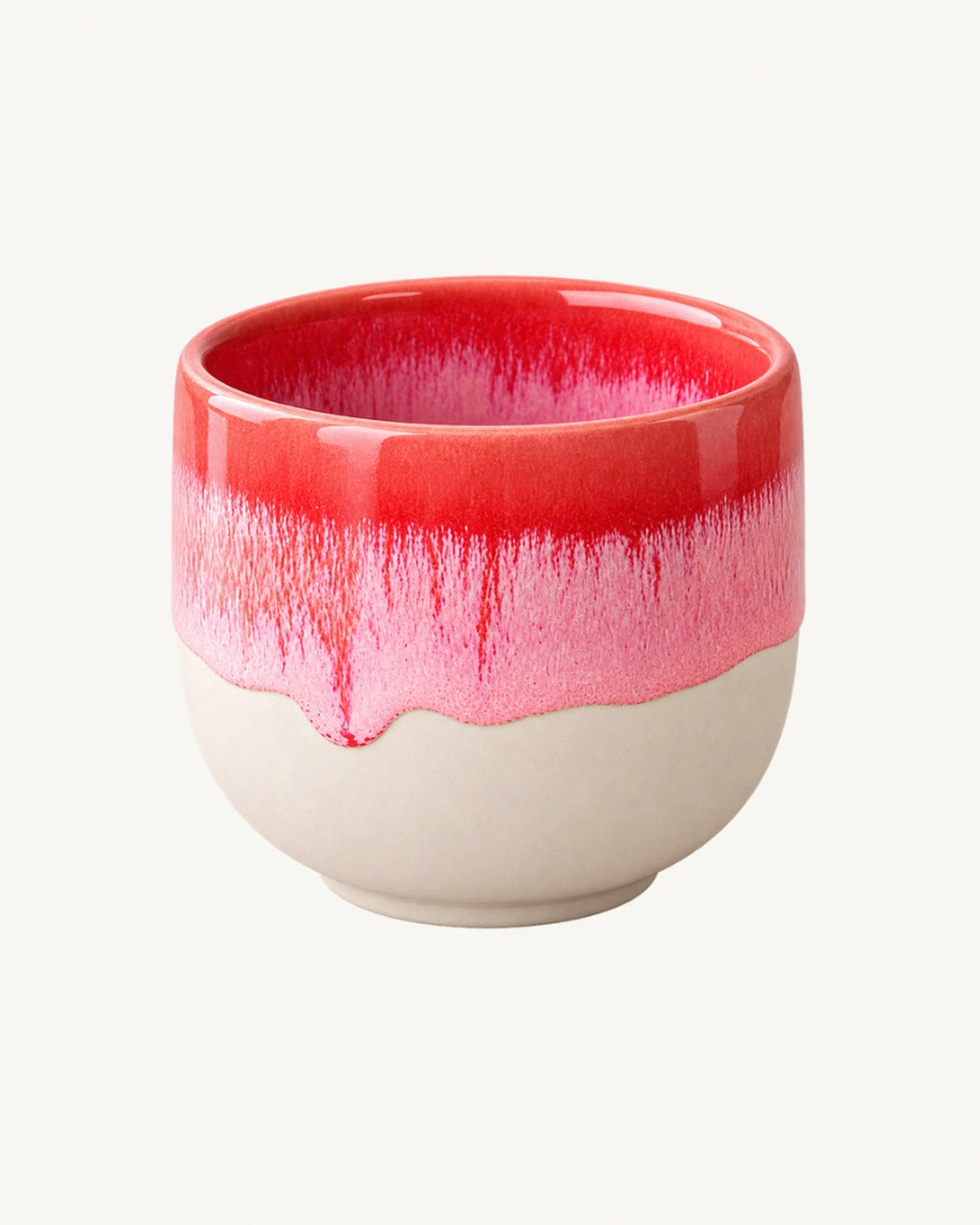 Großer Keramikbecher in Beige mit Rosa und Pink, Detailansicht