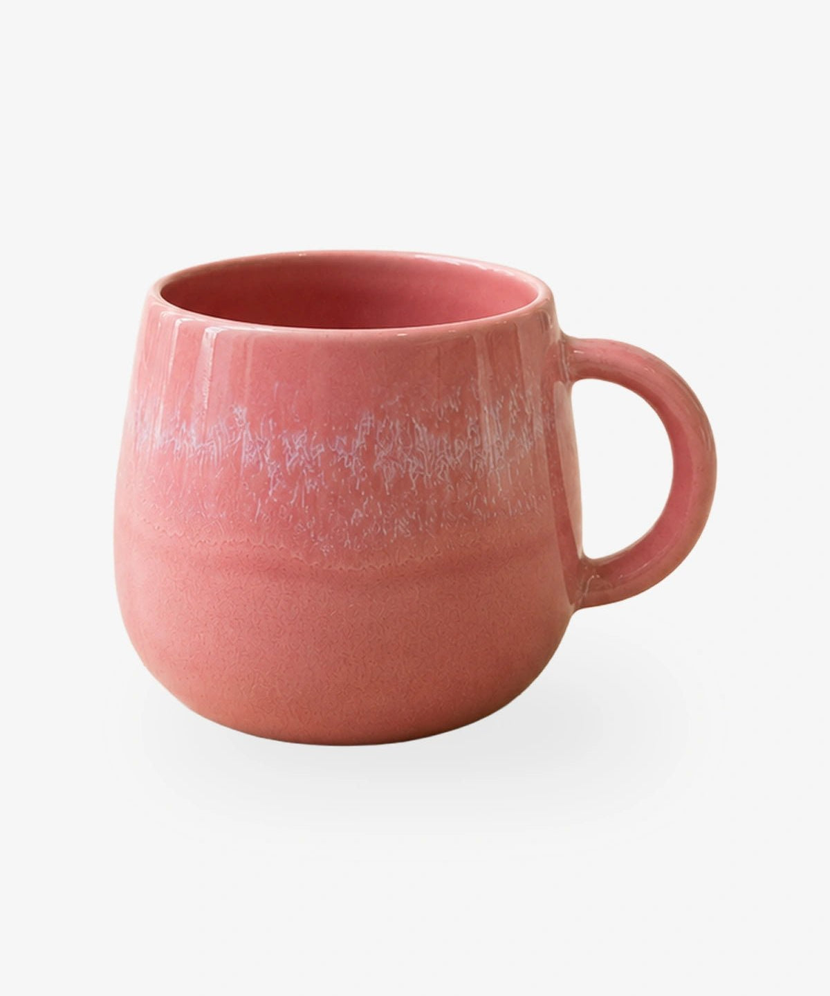 Große Kaffeetasse aus Steinzeug in mattem Altrosa mit Henkel