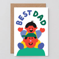 Wrap - BEST DAD PIGGYBACK Grußkarte zum Vatertag - ROSA ECK