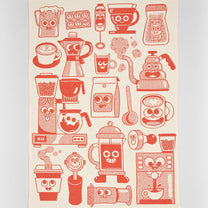 Wrap - COFFEE TIME Geschirrtuch (50 × 70 cm) • Red/Beige - ROSA ECK
