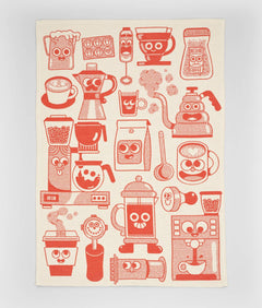 Wrap - COFFEE TIME Geschirrtuch (50 × 70 cm) • Red/Beige - ROSA ECK