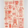 Wrap - COFFEE TIME Geschirrtuch (50 × 70 cm) • Red/Beige - ROSA ECK