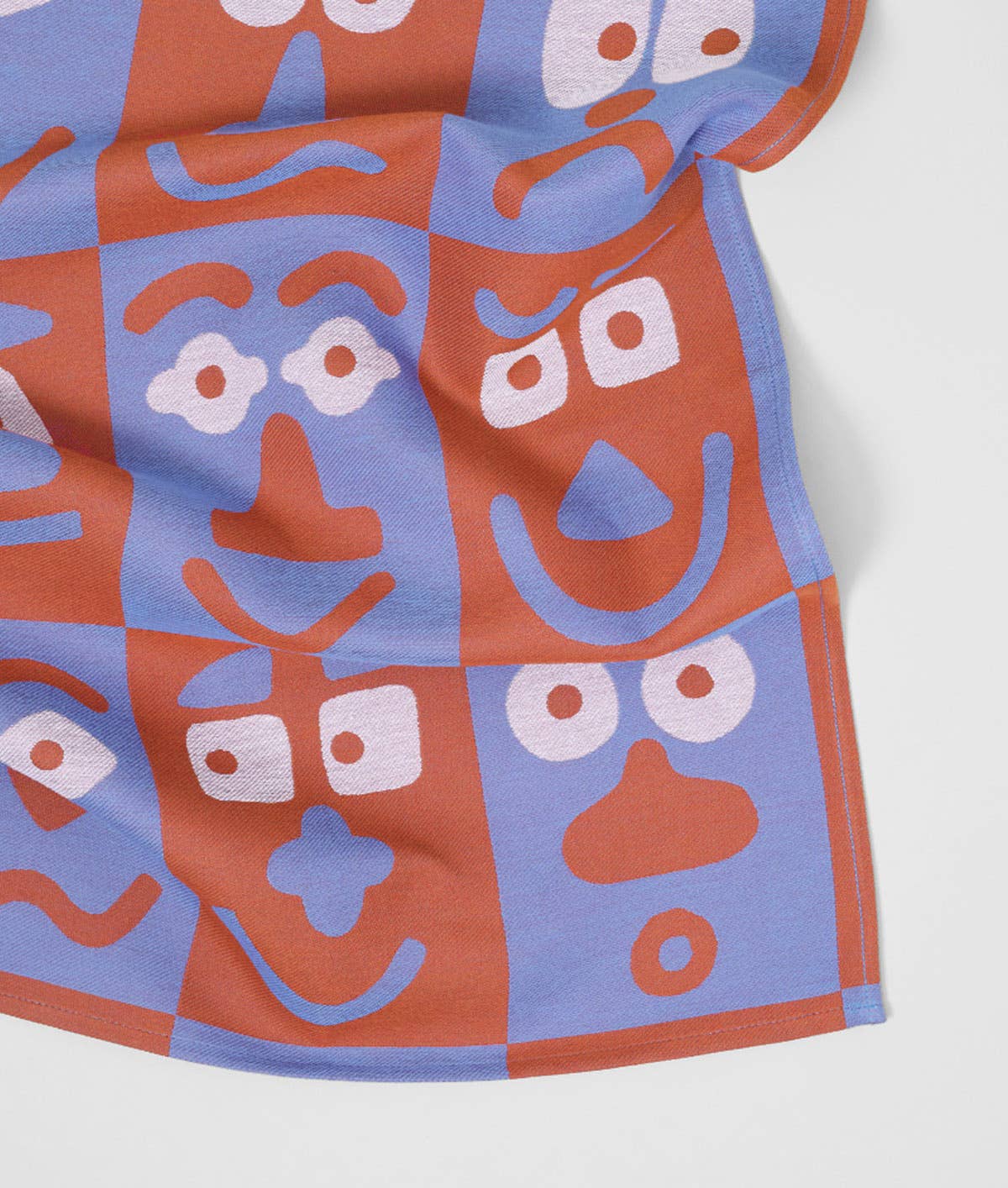 Wrap - FACES Geschirrtuch (50 × 70 cm) • Blue/Brown - ROSA ECK