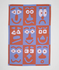 Wrap - FACES Geschirrtuch (50 × 70 cm) • Blue/Brown - ROSA ECK