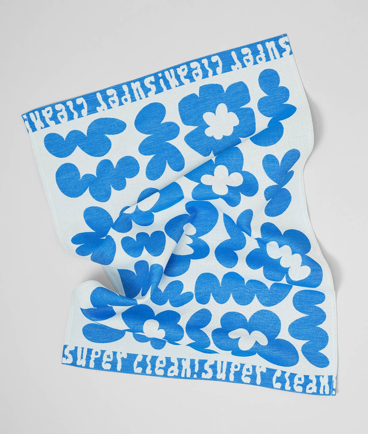 Wrap - FLOWERS AND SQUIGGLES Geschirrtuch (50 × 70 cm) • Blue/Natural - ROSA ECK
