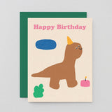 Wrap - HAPPY BIRTHDAY DINO Grußkarte Kindergeburtstag - ROSA ECK
