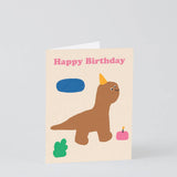 Wrap - HAPPY BIRTHDAY DINO Grußkarte Kindergeburtstag - ROSA ECK