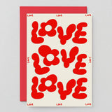 Wrap - LOVE LOVE LOVE Grußkarte mit Prägung - ROSA ECK - 1 - 5 €, ,