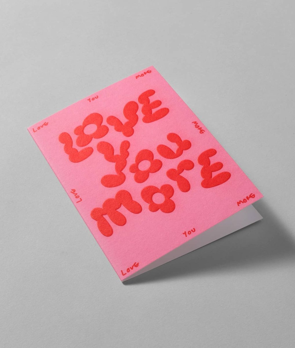 Wrap - LOVE YOU MORE' Geprägte Grußkarte - Grußkarte - ROSA ECK Concept Store