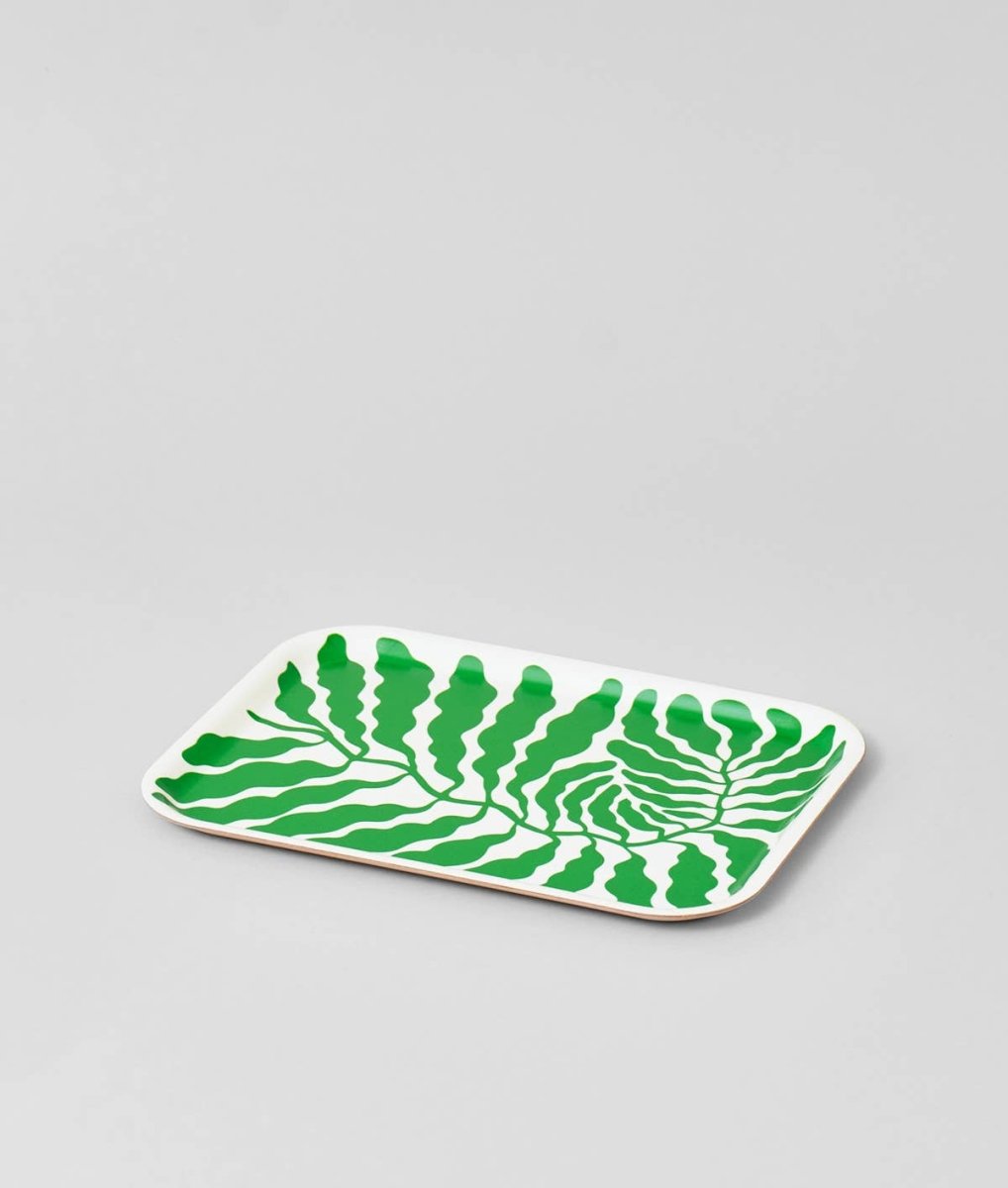 Wrap - SPRING GREEN LEAVES Kleines rechteckiges Serviertablett aus Birke - Serviertablett - ROSA ECK Concept Store