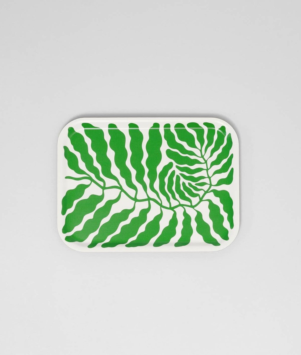 Wrap - SPRING GREEN LEAVES Kleines rechteckiges Serviertablett aus Birke - Serviertablett - ROSA ECK Concept Store