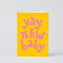 Wrap - YAY NEW BABY Grußkarte mit Prägung - Grußkarte - ROSA ECK Concept Store