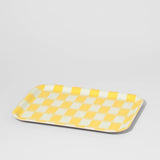 Wrap - YELLOW BLUR CHECK Gelbes rechteckiges Serviertablett aus Birke - Serviertablett - ROSA ECK