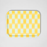 Wrap - YELLOW BLUR CHECK Gelbes rechteckiges Serviertablett aus Birke - Serviertablett - ROSA ECK