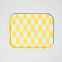 Wrap - YELLOW BLUR CHECK Gelbes rechteckiges Serviertablett aus Birke - Serviertablett - ROSA ECK