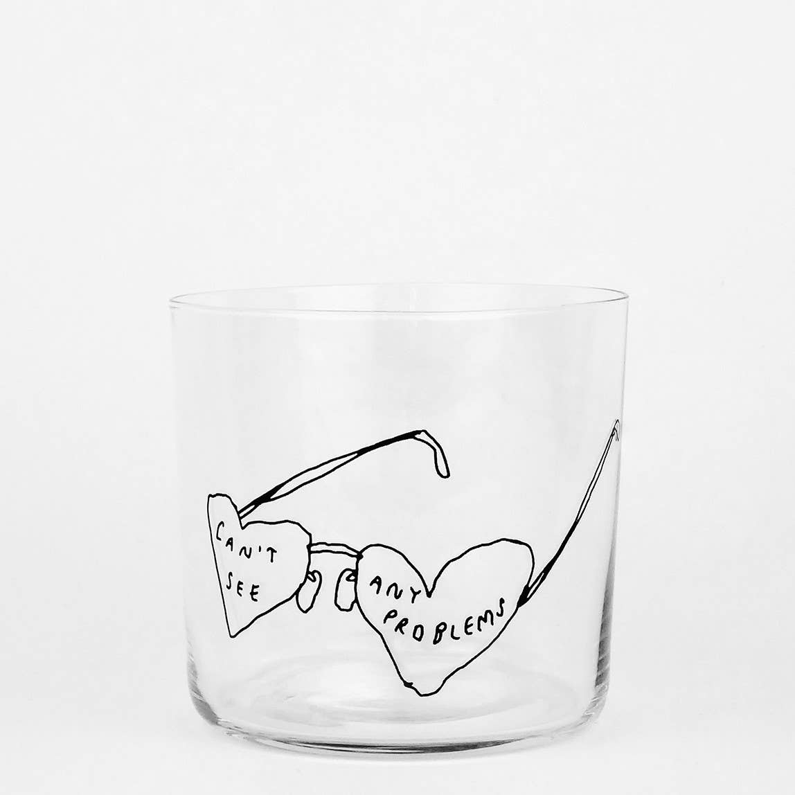 yahya studio - CAN'T SEE ANY PROBLEMS Trinkglas mit Statement - ROSA ECK - Glas, ,