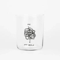 yahya studio - ME AND MY GOALS Großes Trinkglas mit Spruch - Trinkglas - ROSA ECK Concept Store