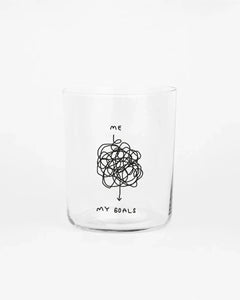 yahya studio - ME AND MY GOALS Großes Trinkglas mit Spruch - Trinkglas - ROSA ECK Concept Store