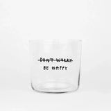 yahya studio - Trinkglas mit Statement • BE HAPPY - ROSA ECK