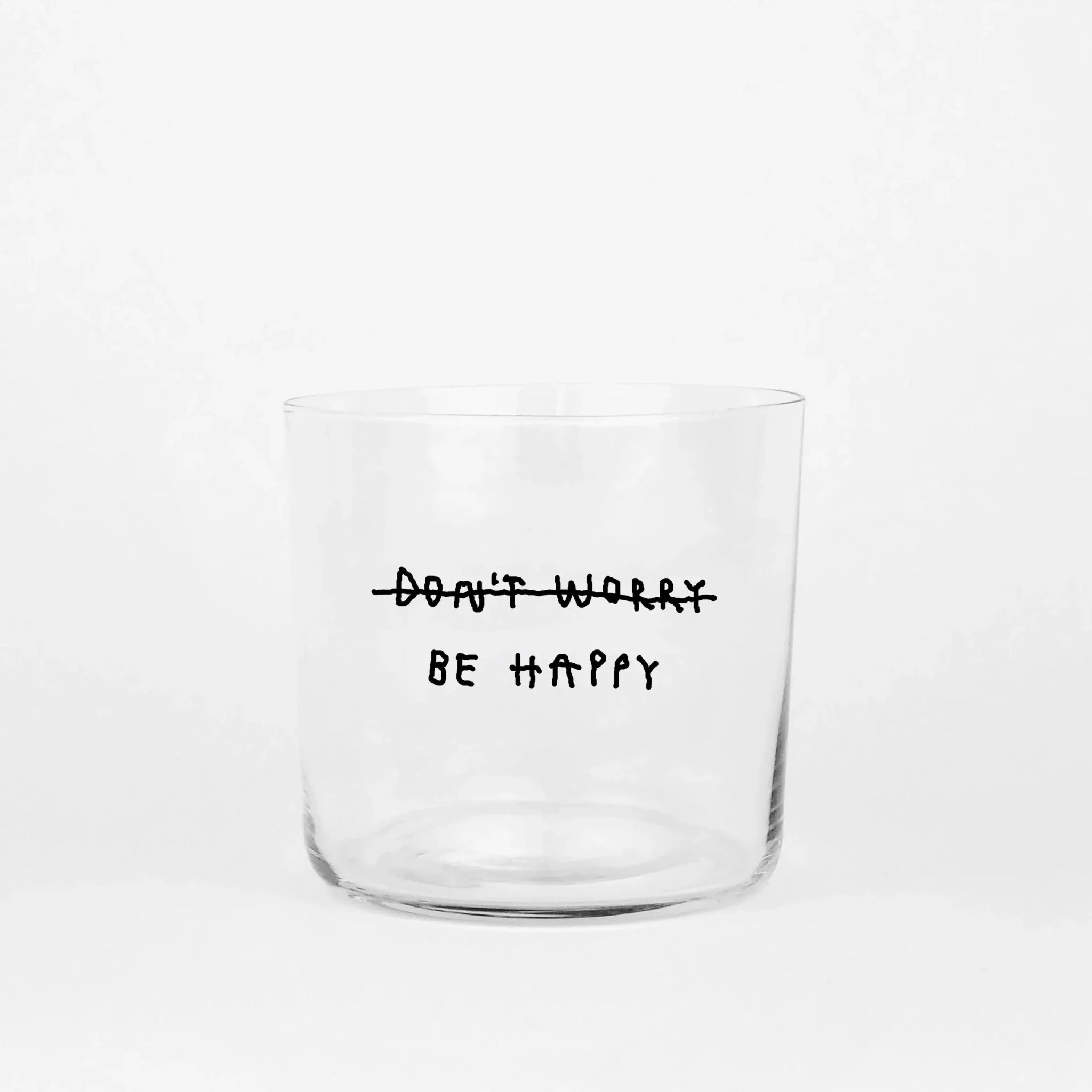 yahya studio - Trinkglas mit Statement • BE HAPPY - ROSA ECK