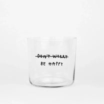 yahya studio - Trinkglas mit Statement • BE HAPPY - ROSA ECK