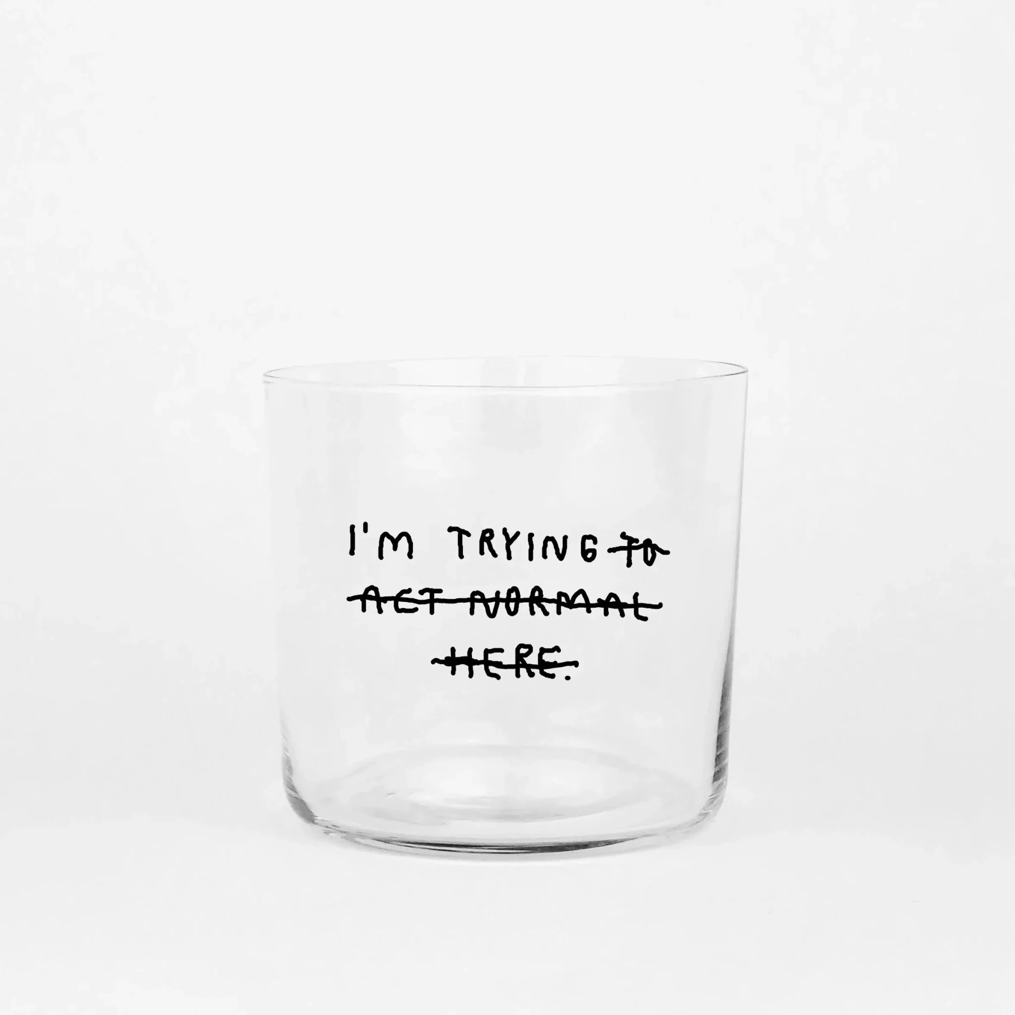 yahya studio - Trinkglas mit Statement • I'M TRYING - ROSA ECK