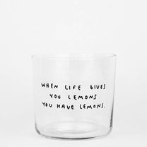 yahya studio - WHEN LIFE GIVES YOU LEMONS … Trinkglas mit Statement - ROSA ECK - Glas, ,